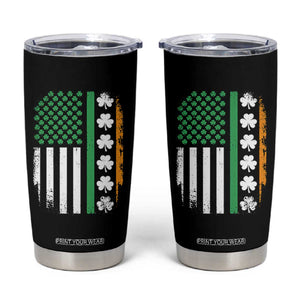USA Flag With Shamrocks Tumbler Cup St Patricks Day Gift TS12 Black Print Your Wear