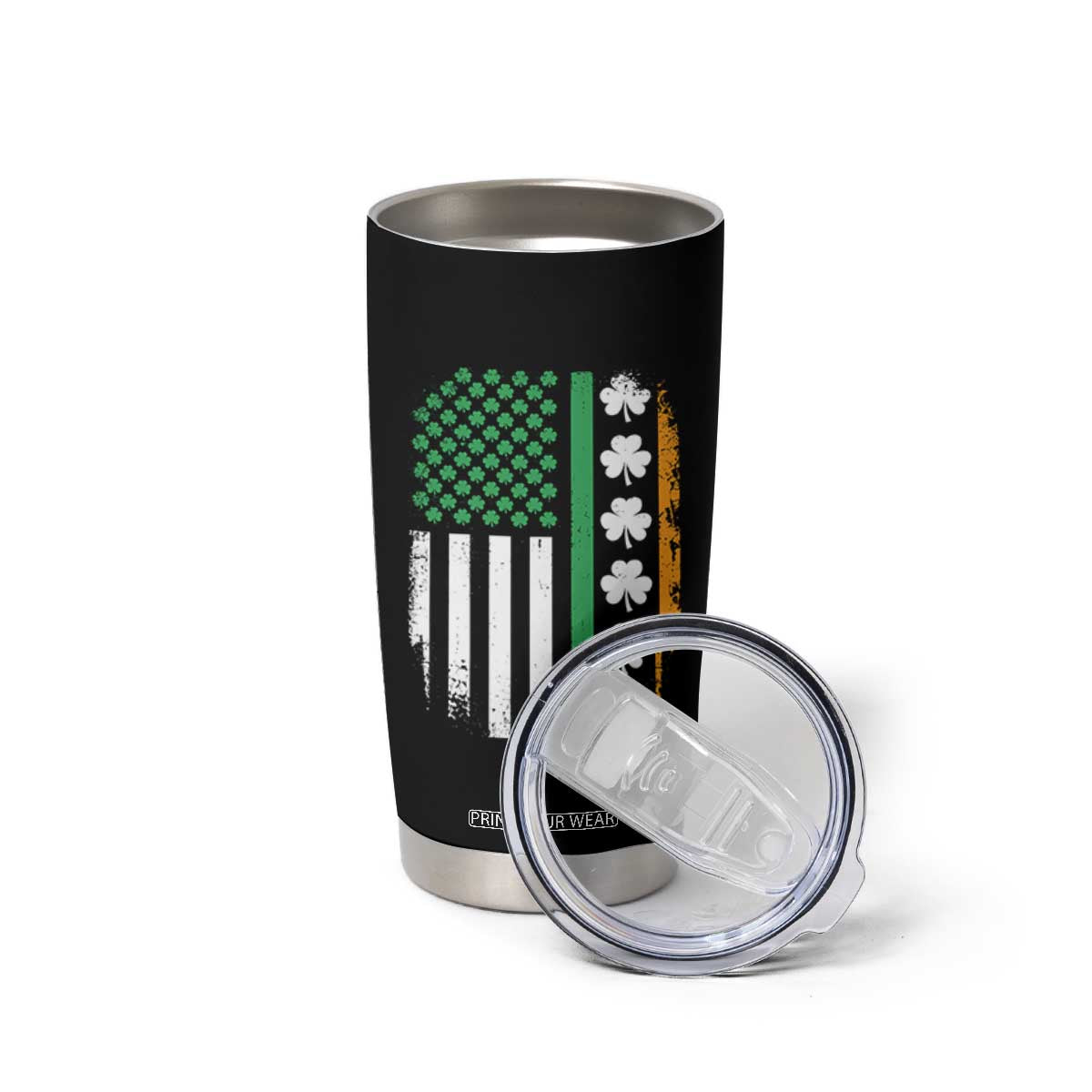 USA Flag With Shamrocks Tumbler Cup St Patricks Day Gift TS12 Print Your Wear