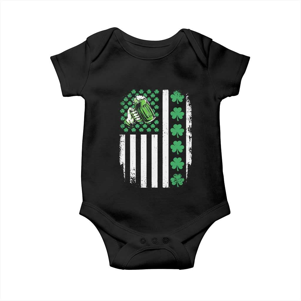 Irish Patriotic USA Flag With Shamrocks Gift Baby Onesie TS12 Black Print Your Wear