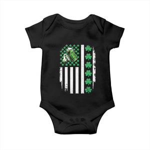 Irish Patriotic USA Flag With Shamrocks Gift Baby Onesie TS12 Black Print Your Wear