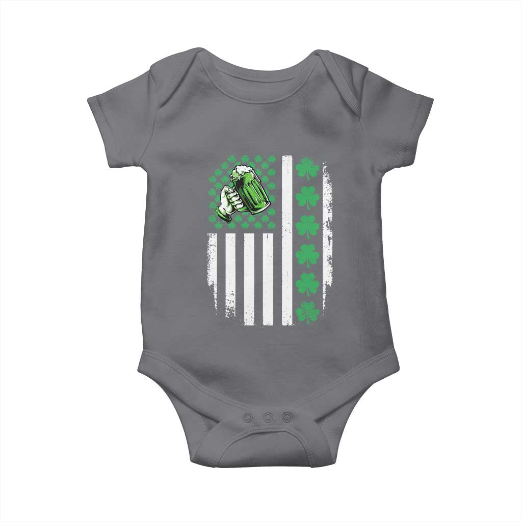 Irish Patriotic USA Flag With Shamrocks Gift Baby Onesie TS12 Charcoal Print Your Wear