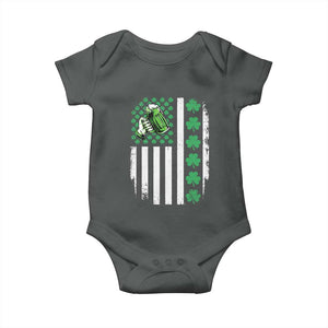 Irish Patriotic USA Flag With Shamrocks Gift Baby Onesie TS12 Dark Heather Print Your Wear