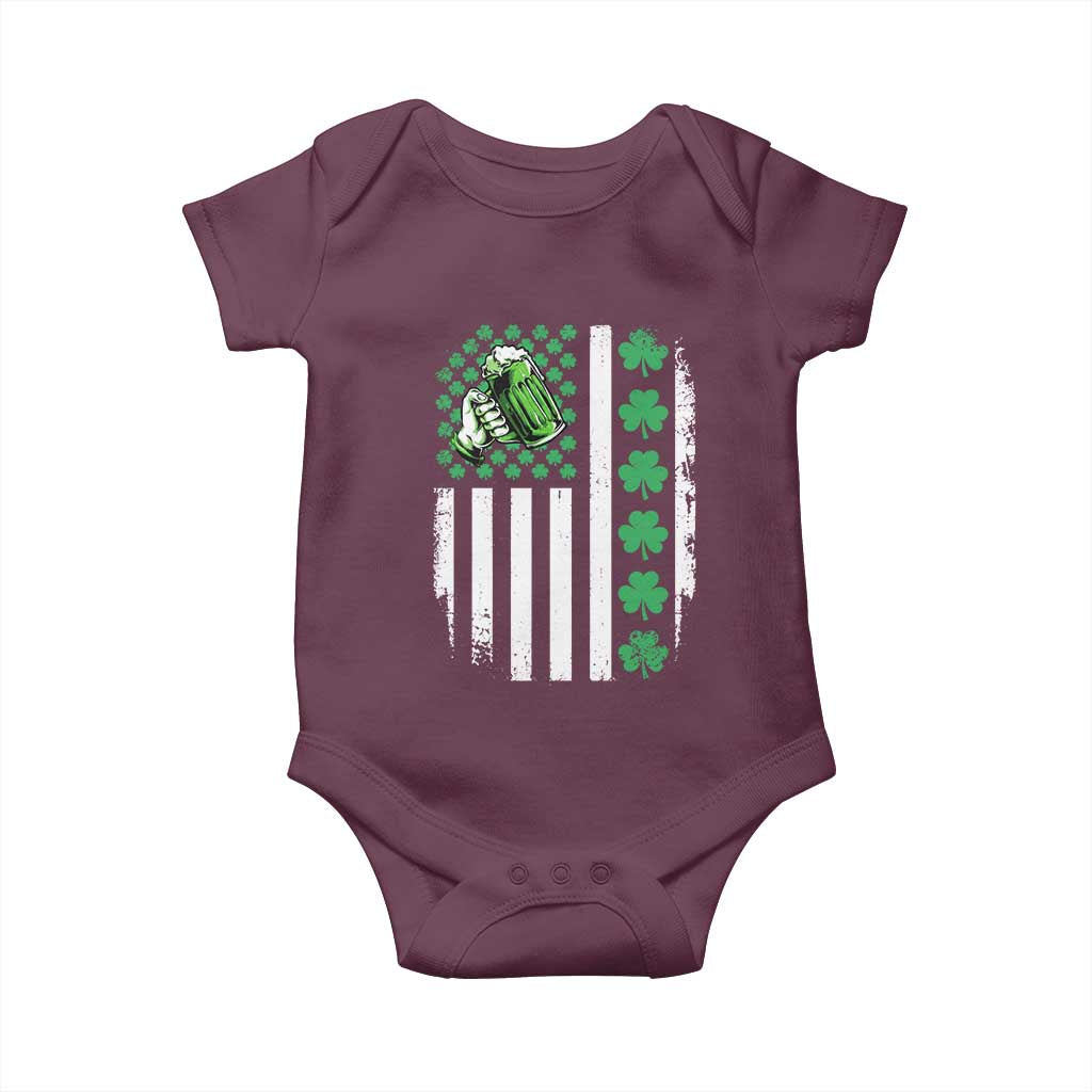 Irish Patriotic USA Flag With Shamrocks Gift Baby Onesie TS12 Maroon Print Your Wear