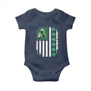Irish Patriotic USA Flag With Shamrocks Gift Baby Onesie TS12 Navy Print Your Wear