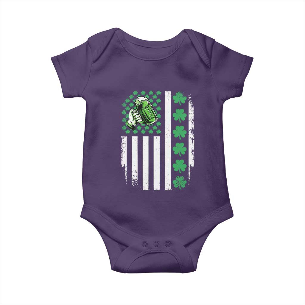 Irish Patriotic USA Flag With Shamrocks Gift Baby Onesie TS12 Purple Print Your Wear