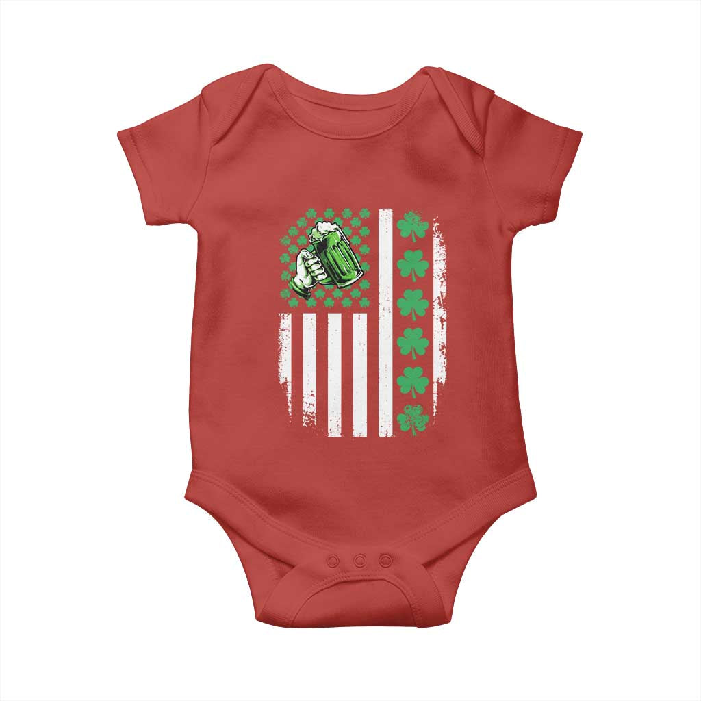 Irish Patriotic USA Flag With Shamrocks Gift Baby Onesie TS12 Red Print Your Wear