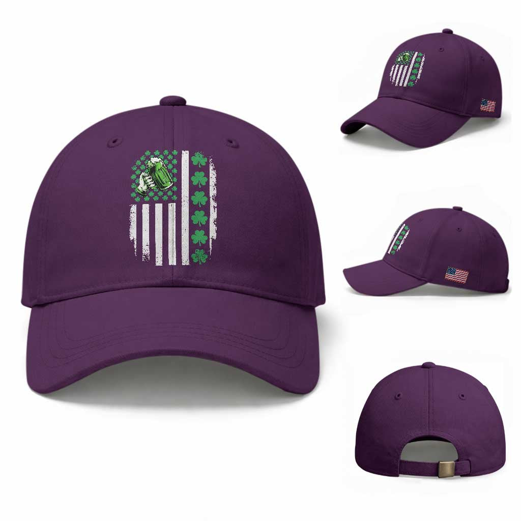 Irish Patriotic USA Flag With Shamrocks Gift Baseball Cap TS12 Baseball Cap Universal Fit Purple Print Your Wear