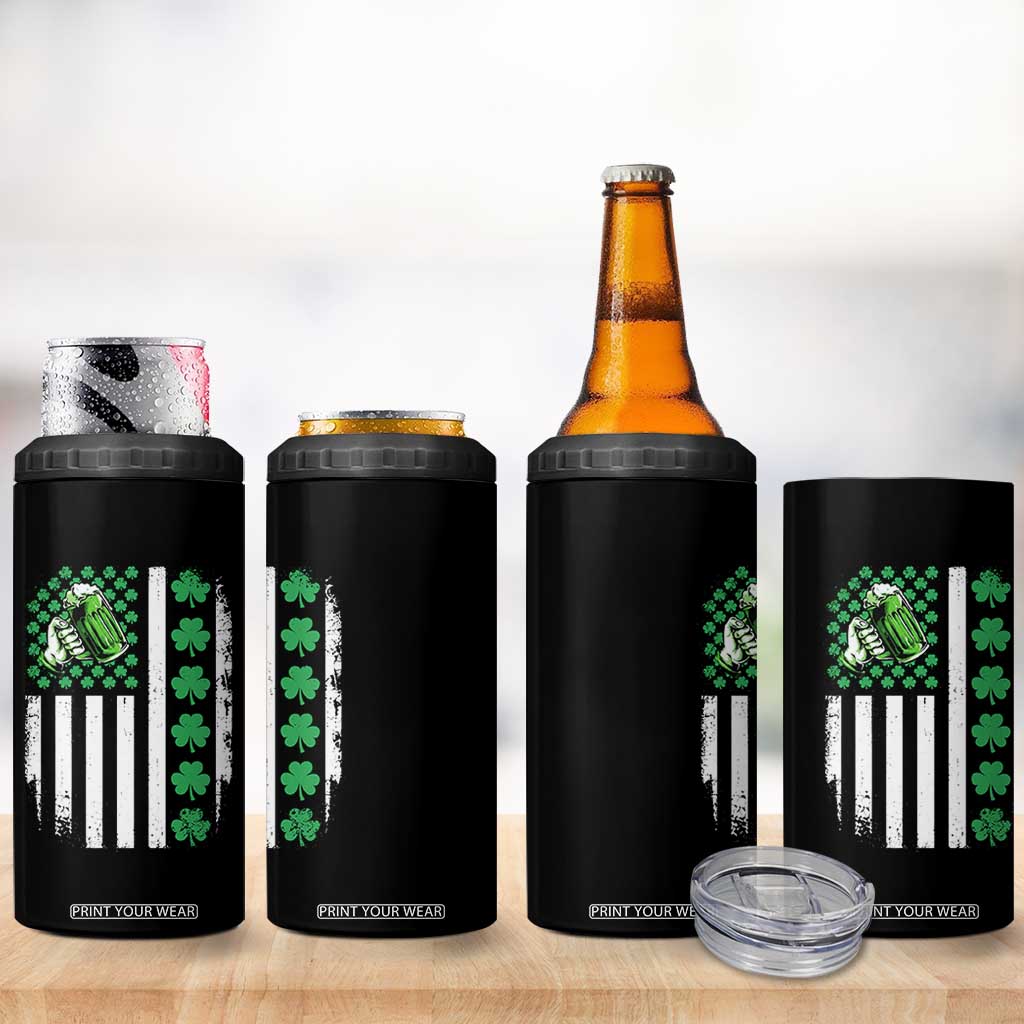 Irish Patriotic USA Flag With Shamrocks Gift 4 in 1 Can Cooler Tumbler TS12 Print Your Wear