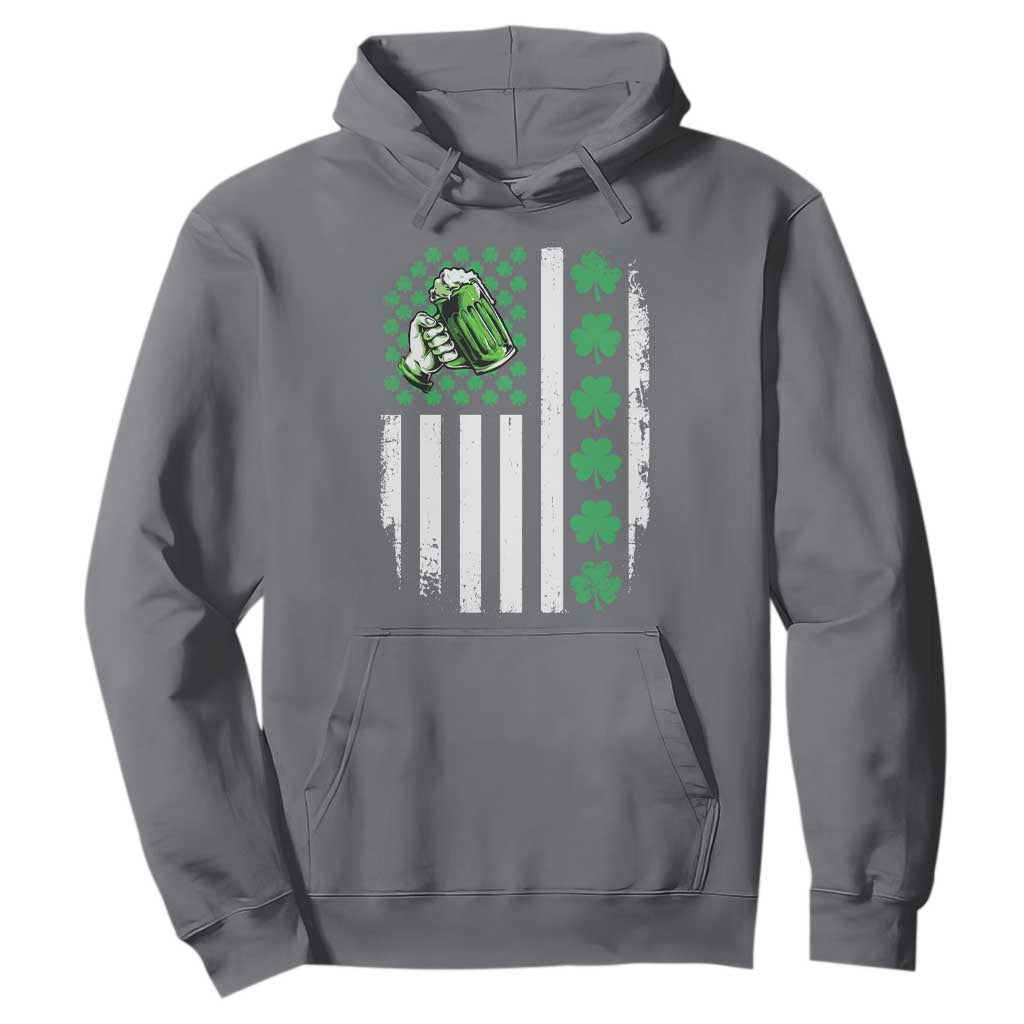 Irish Patriotic USA Flag With Shamrocks Gift Hoodie TS12 Charcoal Print Your Wear