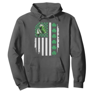 Irish Patriotic USA Flag With Shamrocks Gift Hoodie TS12 Dark Heather Print Your Wear