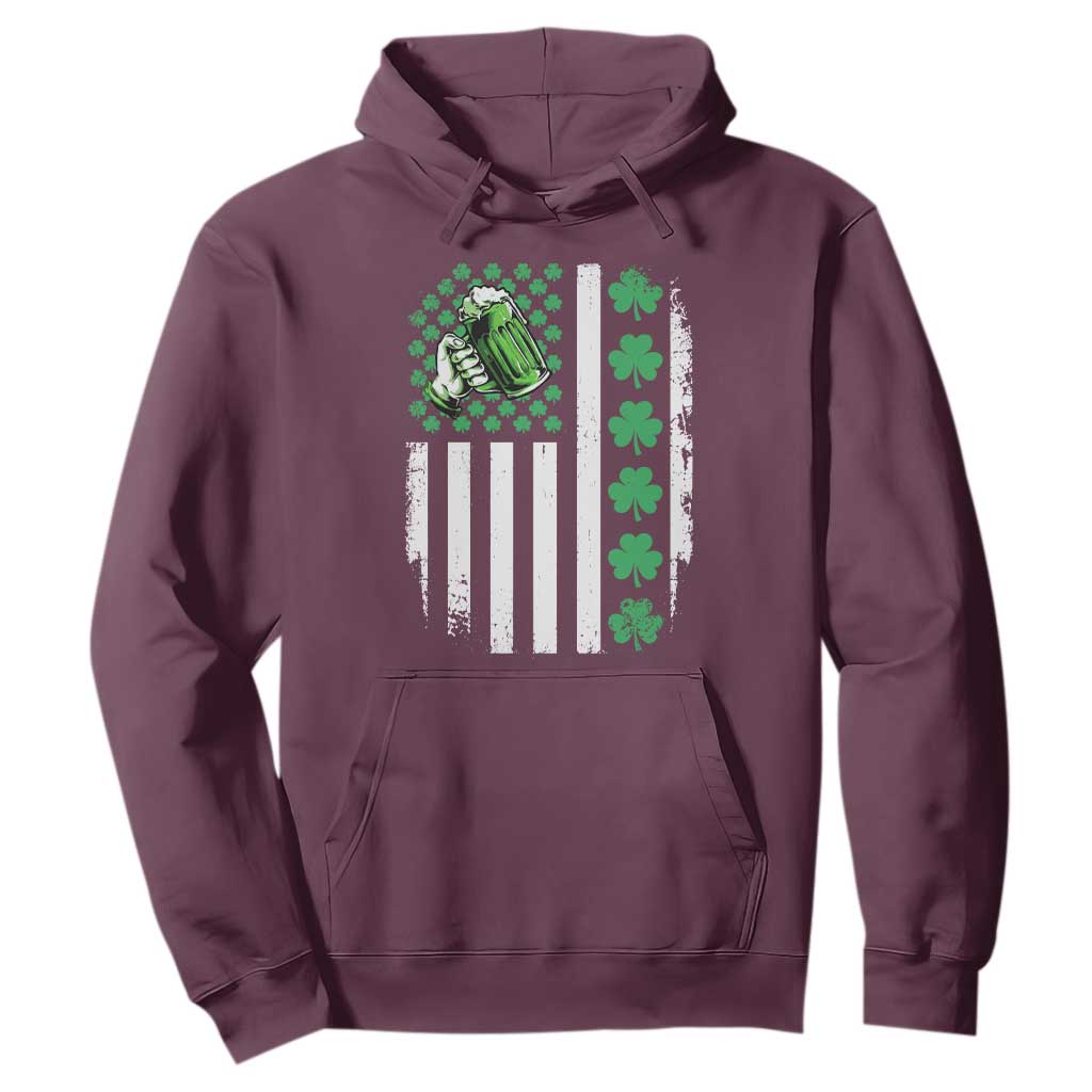 Irish Patriotic USA Flag With Shamrocks Gift Hoodie TS12 Maroon Print Your Wear