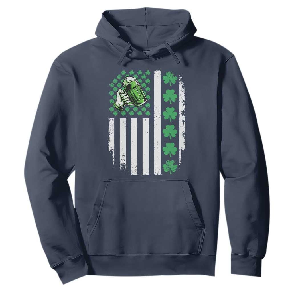 Irish Patriotic USA Flag With Shamrocks Gift Hoodie TS12 Navy Print Your Wear