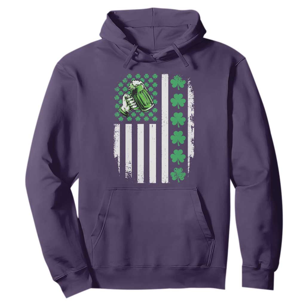Irish Patriotic USA Flag With Shamrocks Gift Hoodie TS12 Purple Print Your Wear