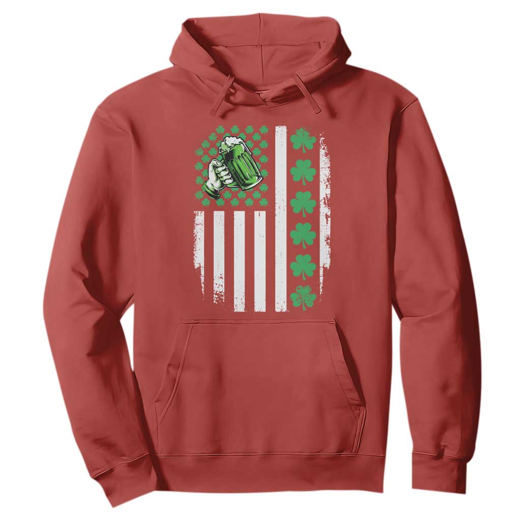 Irish Patriotic USA Flag With Shamrocks Gift Hoodie TS12 Red Print Your Wear