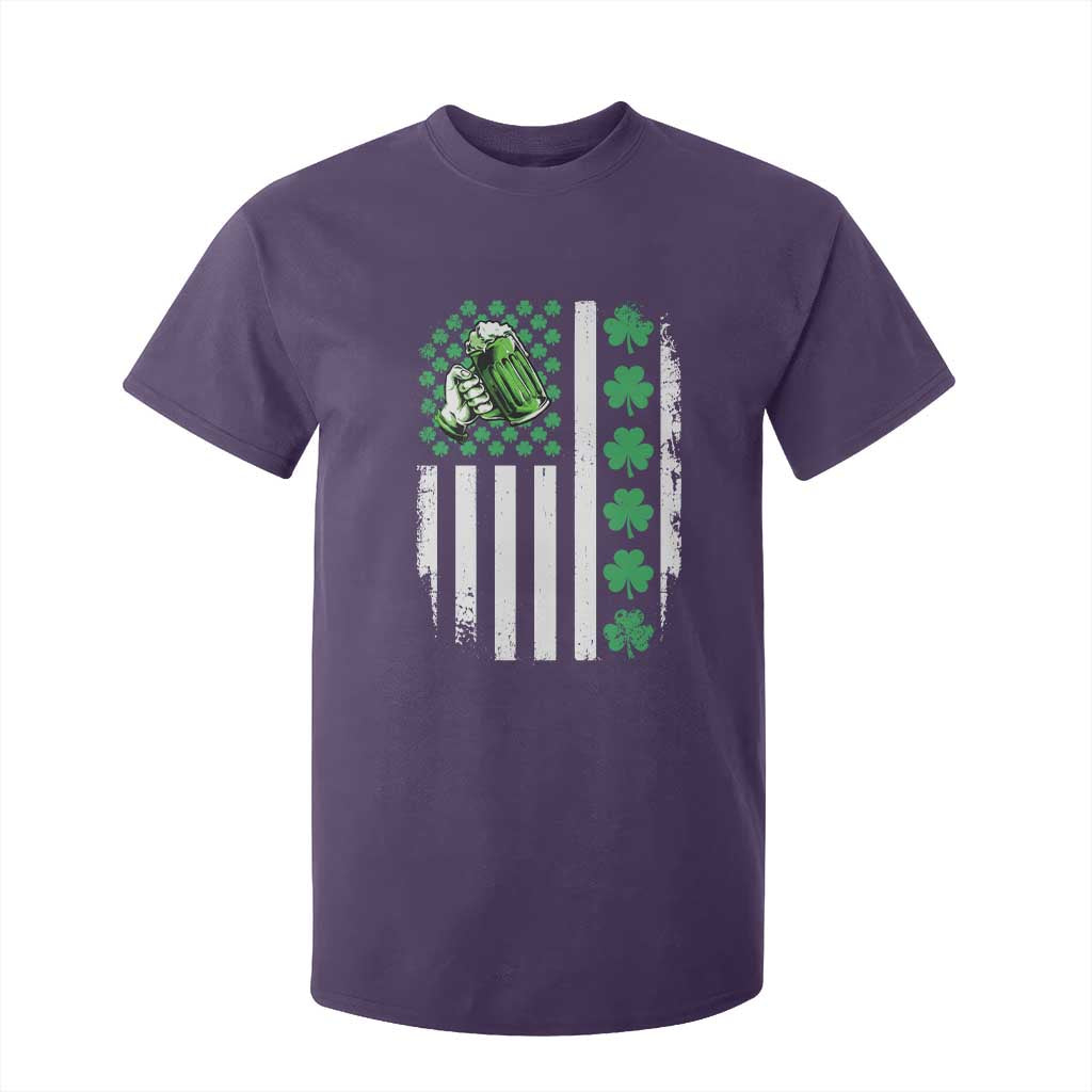 Irish Patriotic USA Flag With Shamrocks Gift T Shirt For Kid TS12 Purple Print Your Wear