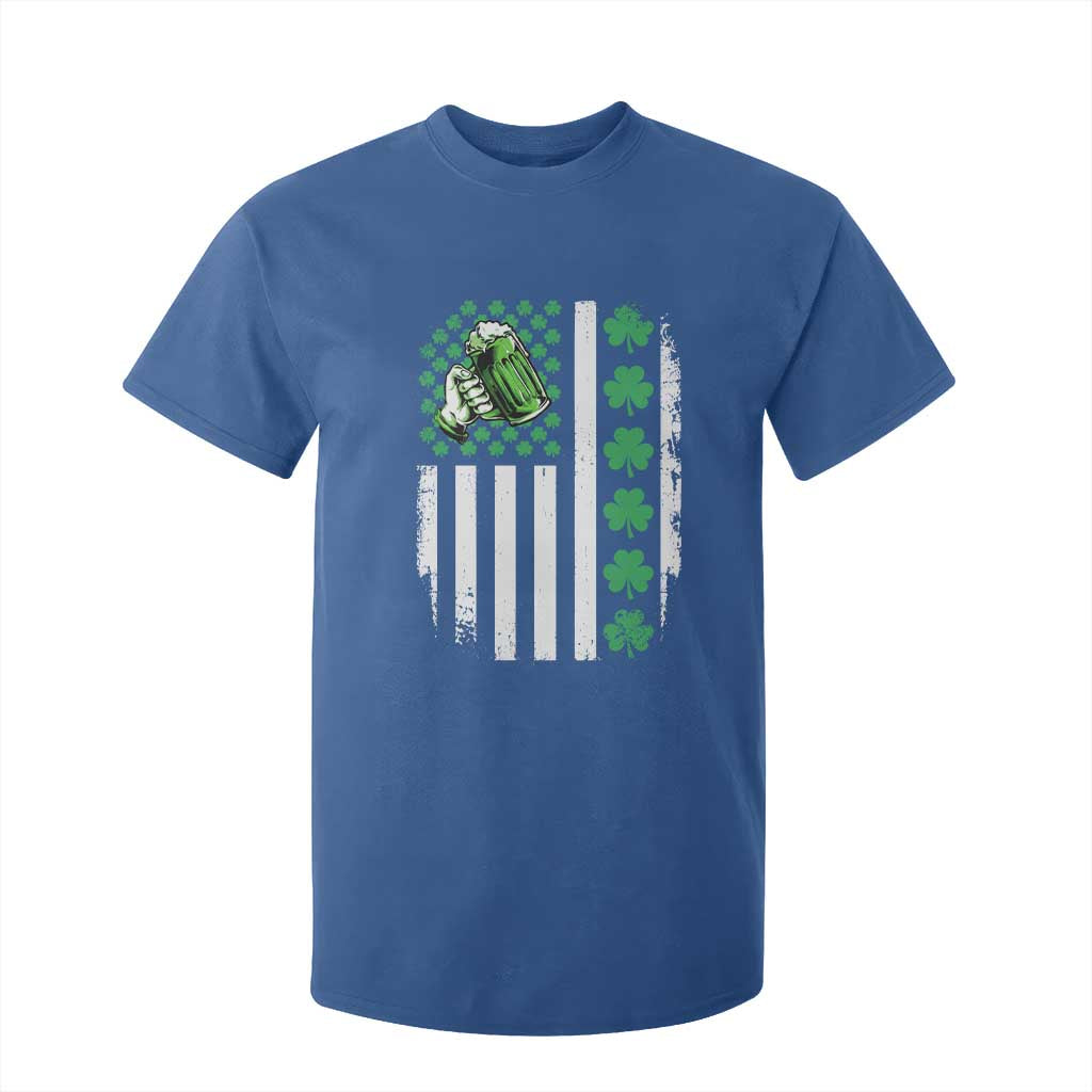 Irish Patriotic USA Flag With Shamrocks Gift T Shirt For Kid TS12 Royal Blue Print Your Wear