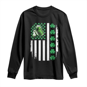 Irish Patriotic USA Flag With Shamrocks Gift Long Sleeve Shirt TS12 Black Print Your Wear