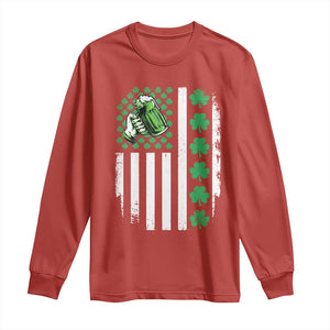 Irish Patriotic USA Flag With Shamrocks Gift Long Sleeve Shirt TS12 Red Print Your Wear