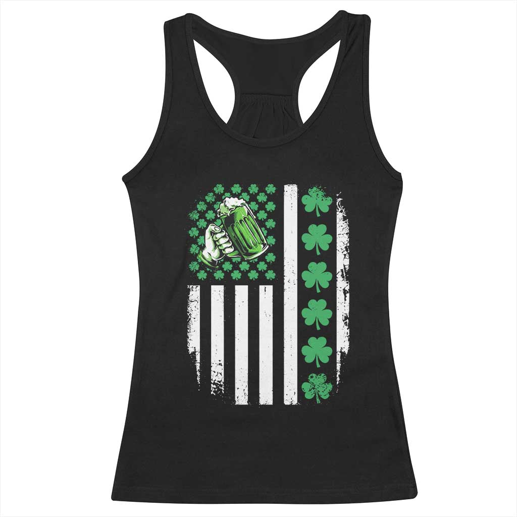 Irish Patriotic USA Flag With Shamrocks Gift Racerback Tank Top TS12 Black Print Your Wear