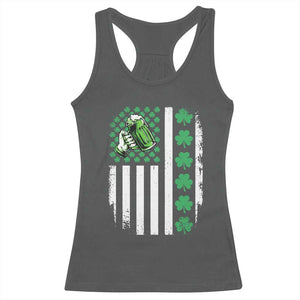 Irish Patriotic USA Flag With Shamrocks Gift Racerback Tank Top TS12 Dark Heather Print Your Wear