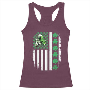 Irish Patriotic USA Flag With Shamrocks Gift Racerback Tank Top TS12 Maroon Print Your Wear