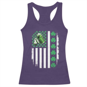 Irish Patriotic USA Flag With Shamrocks Gift Racerback Tank Top TS12 Purple Print Your Wear