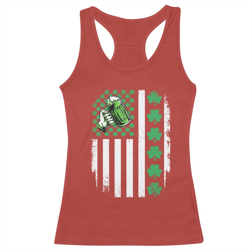 Irish Patriotic USA Flag With Shamrocks Gift Racerback Tank Top TS12 Red Print Your Wear