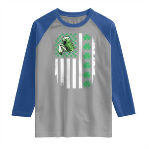 Irish Patriotic USA Flag With Shamrocks Gift Raglan Shirt TS12 Sport Gray Royal Print Your Wear