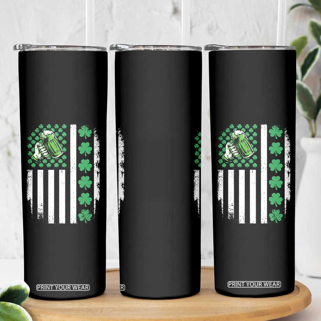 Irish Patriotic USA Flag With Shamrocks Gift Skinny Tumbler TS12 Print Your Wear