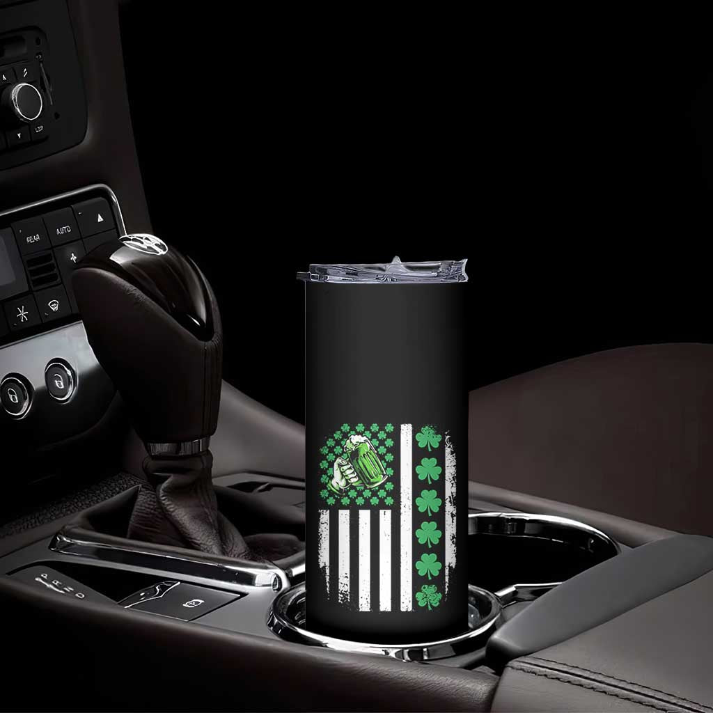 Irish Patriotic USA Flag With Shamrocks Gift Skinny Tumbler TS12 Print Your Wear