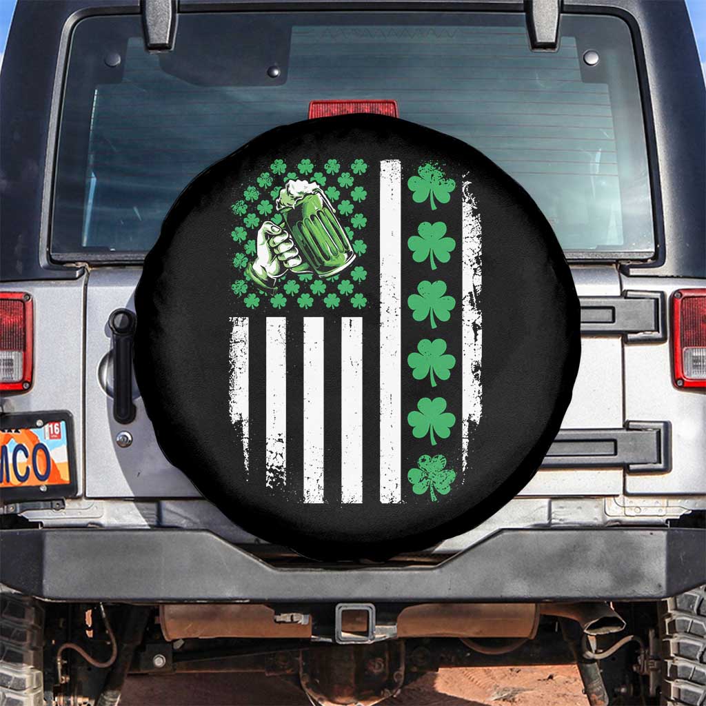 Irish Patriotic USA Flag With Shamrocks Gift Spare Tire Cover TS12 No hole Black Print Your Wear