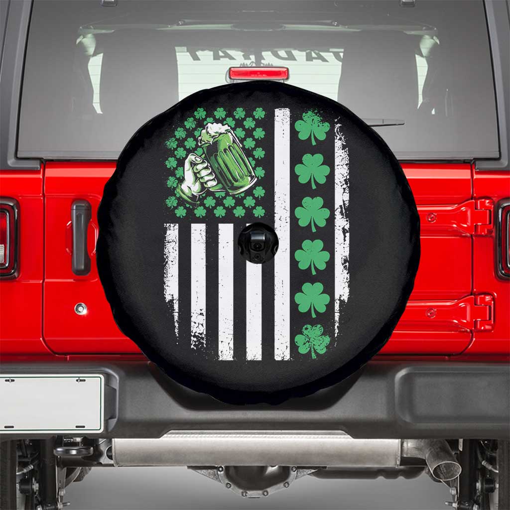 Irish Patriotic USA Flag With Shamrocks Gift Spare Tire Cover TS12 Black Print Your Wear