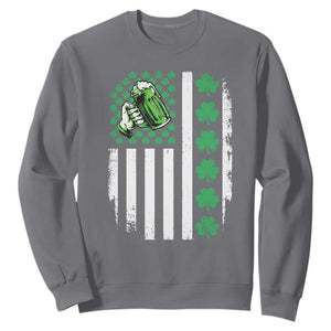 Irish Patriotic USA Flag With Shamrocks Gift Sweatshirt TS12 Charcoal Print Your Wear