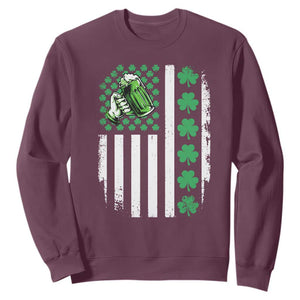 Irish Patriotic USA Flag With Shamrocks Gift Sweatshirt TS12 Maroon Print Your Wear