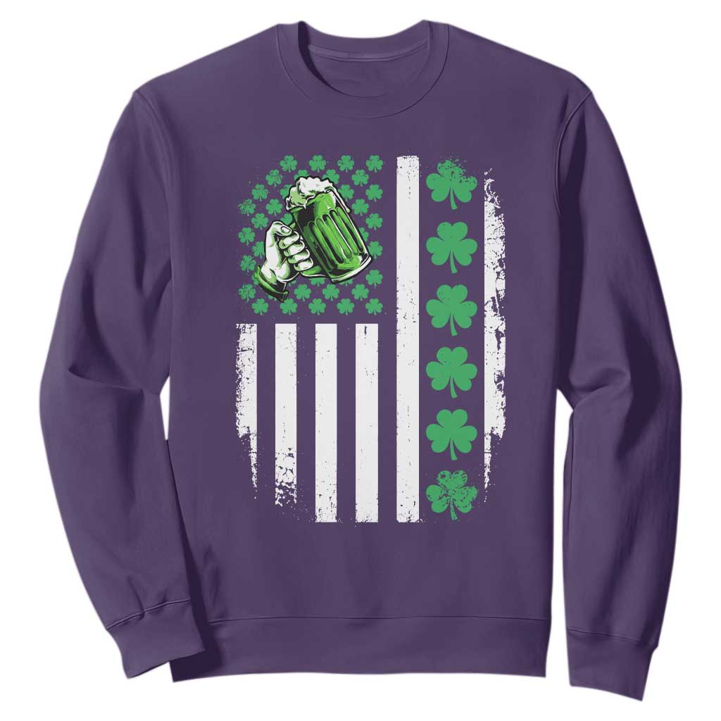 Irish Patriotic USA Flag With Shamrocks Gift Sweatshirt TS12 Purple Print Your Wear