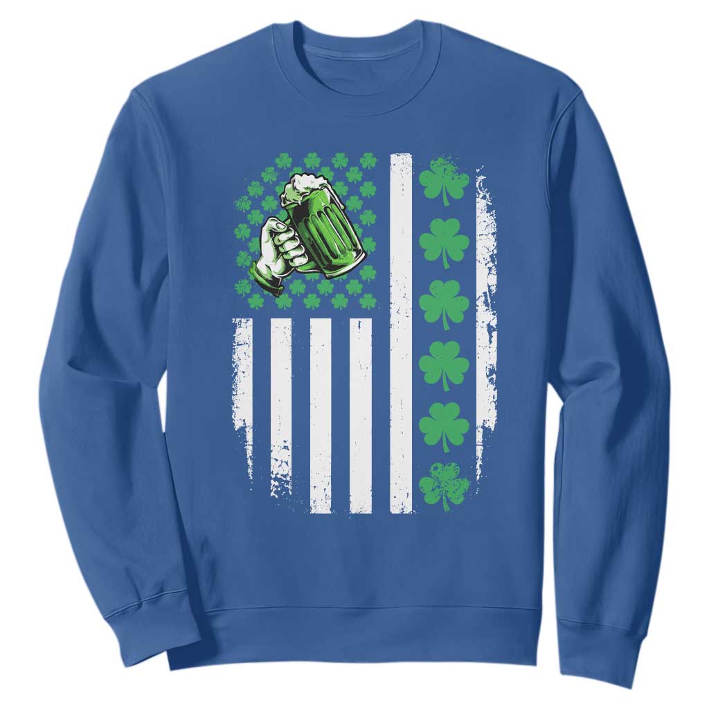Irish Patriotic USA Flag With Shamrocks Gift Sweatshirt TS12 Royal Blue Print Your Wear