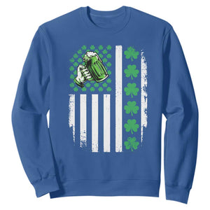 Irish Patriotic USA Flag With Shamrocks Gift Sweatshirt TS12 Royal Blue Print Your Wear