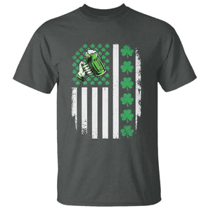 Irish Patriotic USA Flag With Shamrocks Gift T Shirt TS12 Dark Heather Print Your Wear
