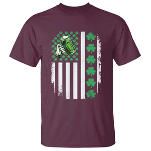 Irish Patriotic USA Flag With Shamrocks Gift T Shirt TS12 Maroon Print Your Wear