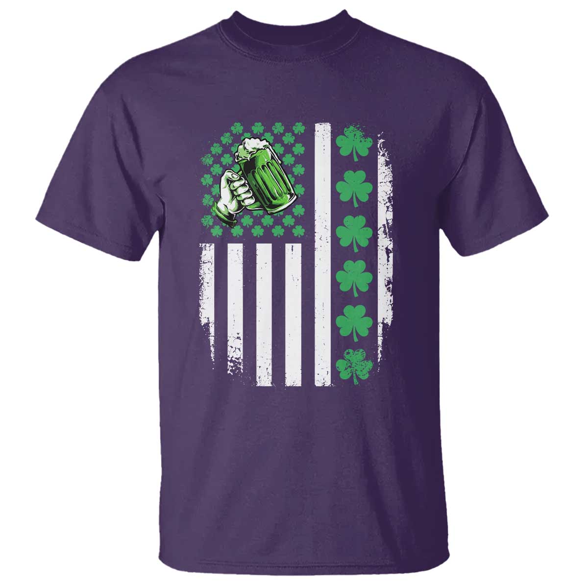 Irish Patriotic USA Flag With Shamrocks Gift T Shirt TS12 Purple Print Your Wear