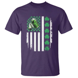 Irish Patriotic USA Flag With Shamrocks Gift T Shirt TS12 Purple Print Your Wear