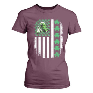 Irish Patriotic USA Flag With Shamrocks Gift T Shirt For Women TS12 Maroon Print Your Wear
