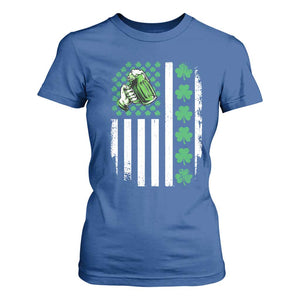 Irish Patriotic USA Flag With Shamrocks Gift T Shirt For Women TS12 Royal Blue Print Your Wear