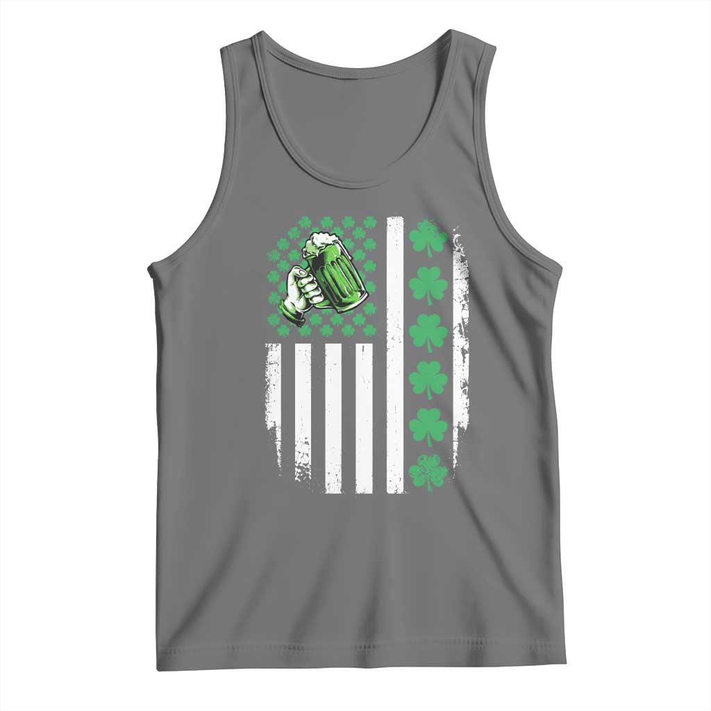 Irish Patriotic USA Flag With Shamrocks Gift Tank Top TS12 Black Heather Print Your Wear
