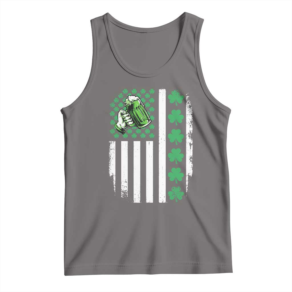 Irish Patriotic USA Flag With Shamrocks Gift Tank Top TS12 Deep Heather Print Your Wear