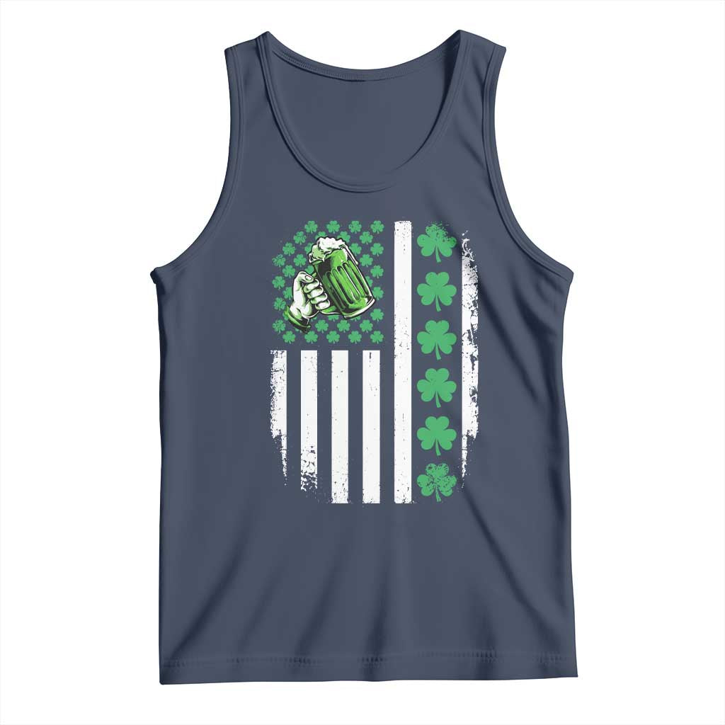 Irish Patriotic USA Flag With Shamrocks Gift Tank Top TS12 Navy Print Your Wear