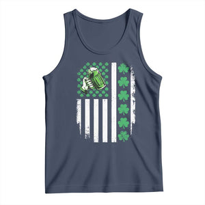Irish Patriotic USA Flag With Shamrocks Gift Tank Top TS12 Navy Print Your Wear