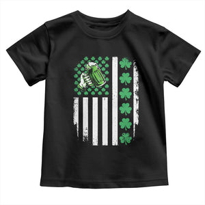 Irish Patriotic USA Flag With Shamrocks Gift Toddler T Shirt TS12 Black Print Your Wear