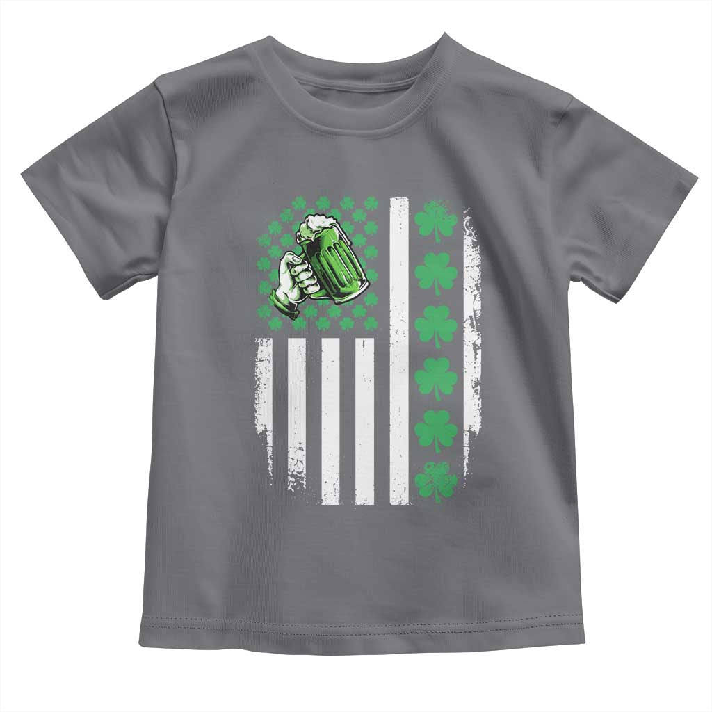 Irish Patriotic USA Flag With Shamrocks Gift Toddler T Shirt TS12 Charcoal Print Your Wear