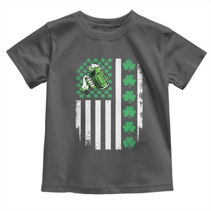 Irish Patriotic USA Flag With Shamrocks Gift Toddler T Shirt TS12 Dark Heather Print Your Wear